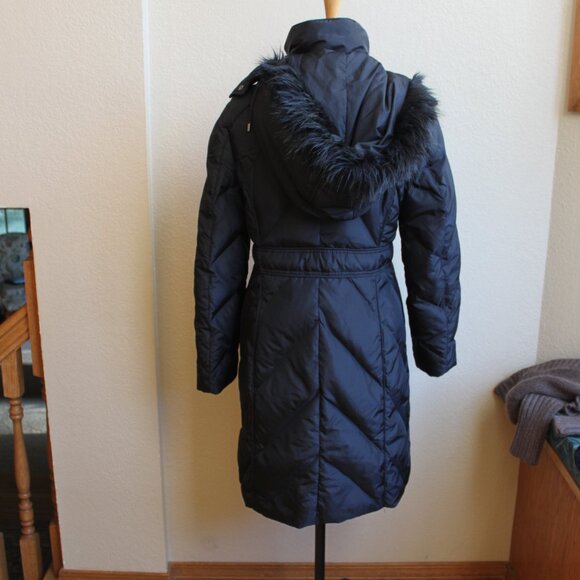 Kenneth Cole Reaction Women's Quilted Puffer Down Hooded Coat Jacket M Black - Picture 2 of 7